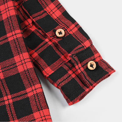 Infant Boys Flannel Basic Casual Shirt (Handsome)-Red