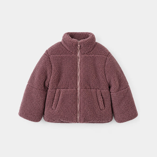 Girls Sherpa Puffer Jacket Wool-Pink