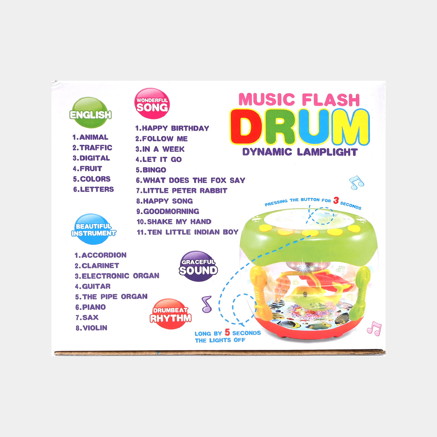 Musical Flash Fish Rotating Drum Toy