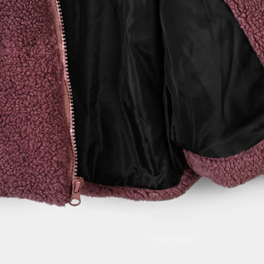 Girls Sherpa Puffer Jacket Wool-Pink