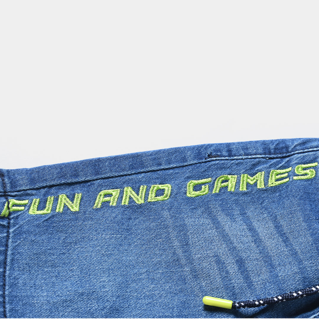 Boys Denim Stretch Short Fun & Games-Blue