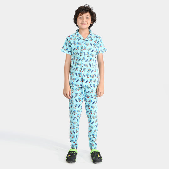 Boys Poly Cotton Jersey Knitted Nightwear Suit