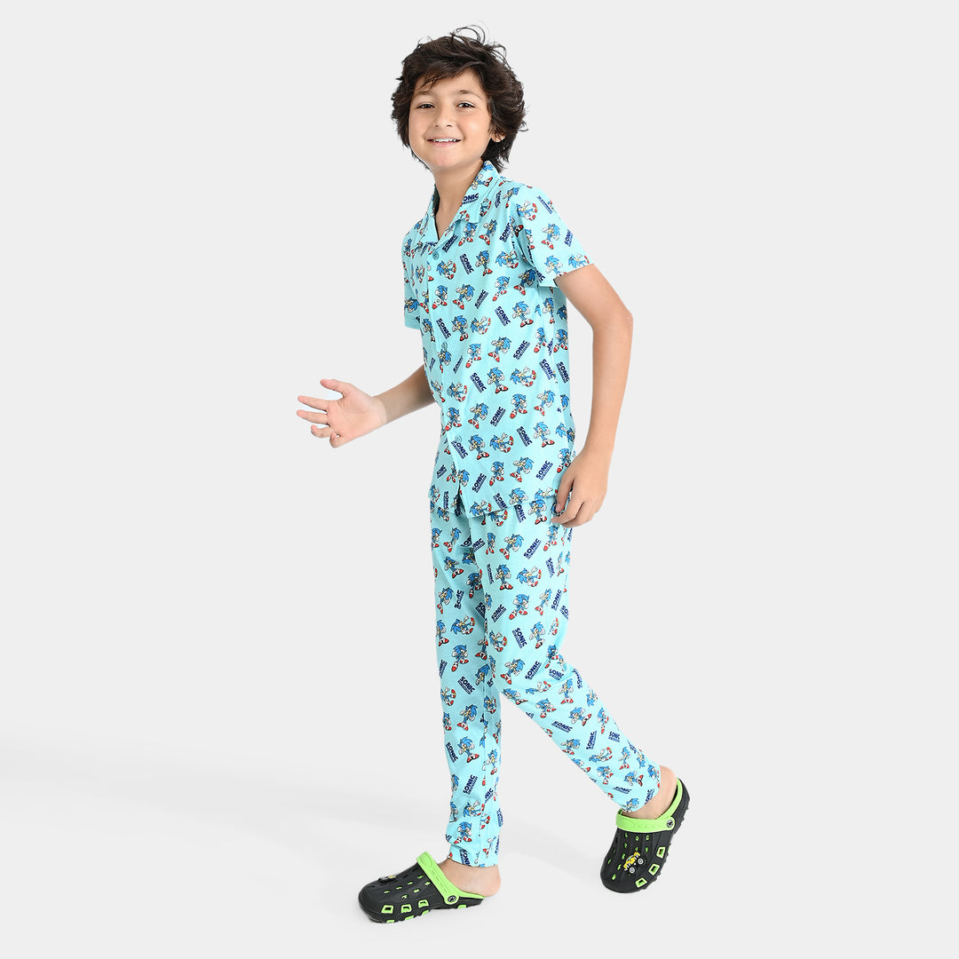 Boys Poly Cotton Jersey Knitted Nightwear Suit