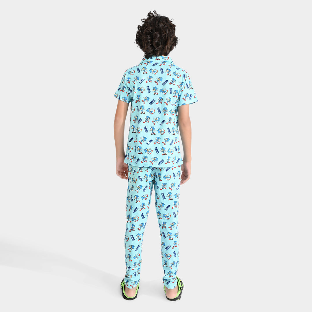 Boys Poly Cotton Jersey Knitted Nightwear Suit