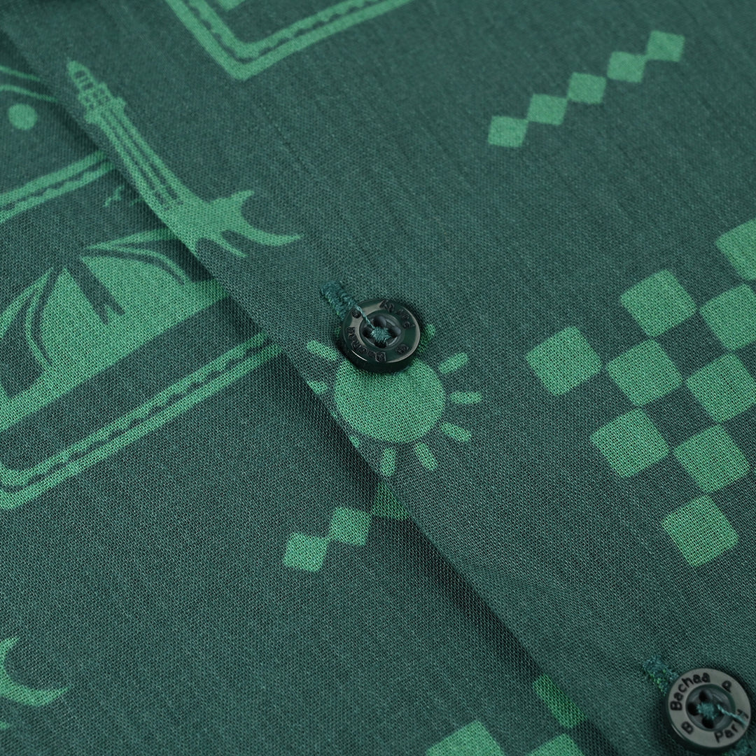 Boys Cotton Poplin Shirt H/S (Pakistan Meri Jan)-GREEN