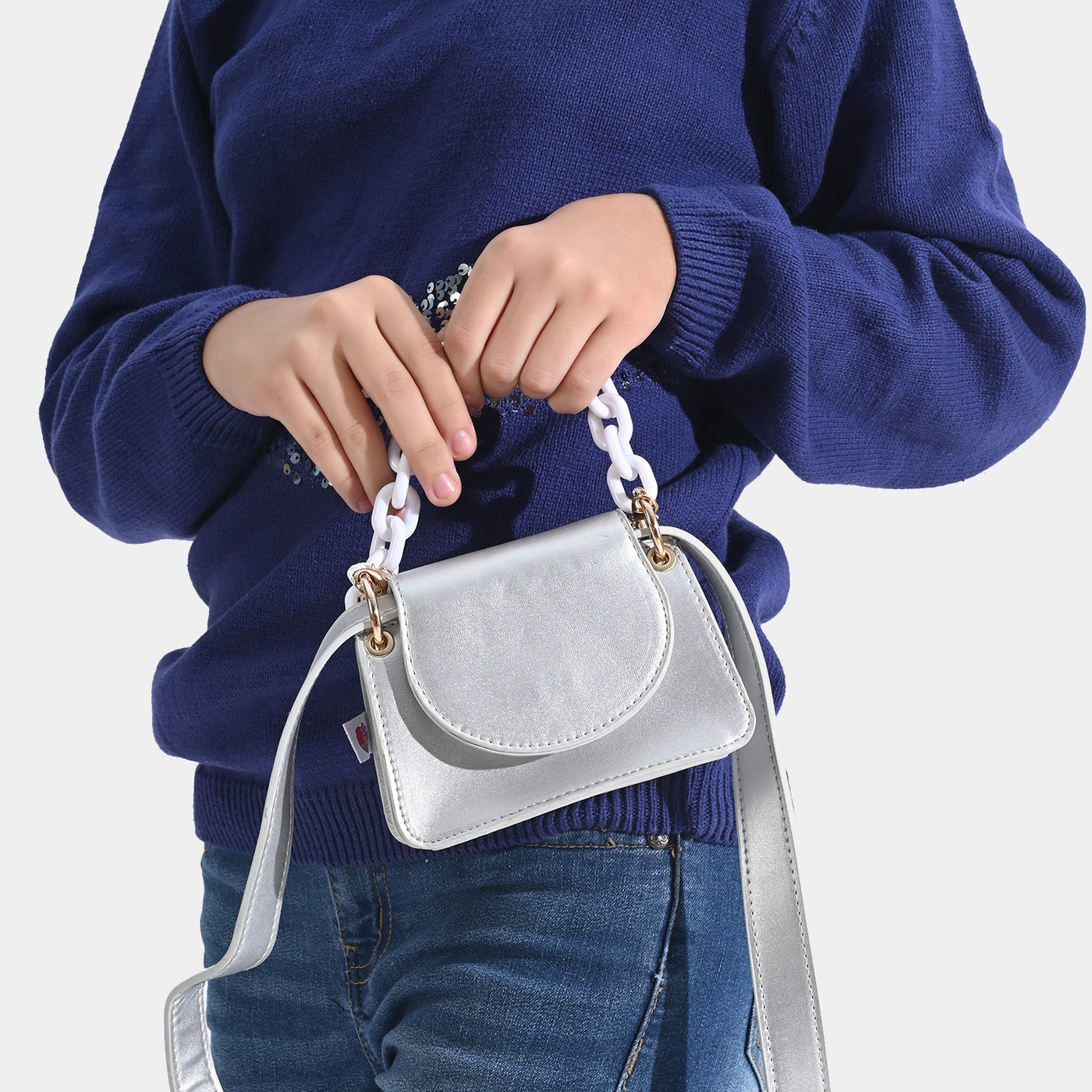 Girls Fancy Hand Bag | SILVER