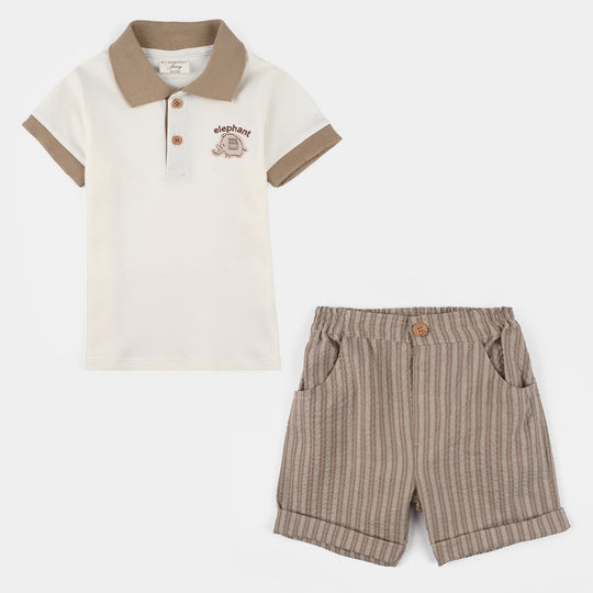 Infant Boys Jersey/Terry 2Pc Suit 287-007 E-C-WHITE