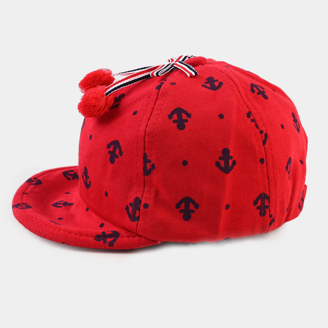 BABY ROUND CAP/HAT 6 MONTH +   RED