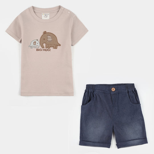 Infant Boys Jersey/Terry 2Pc Suit 287-005-BEIGE