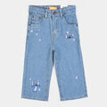 Girls Denim Rigid Pant Stitch - Dark Blue