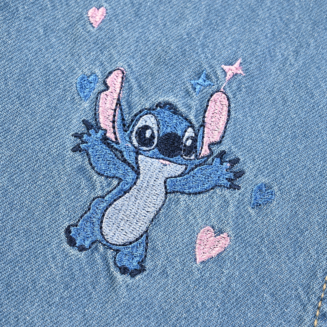 Girls Denim rigid Pant Stitch-D.Blue