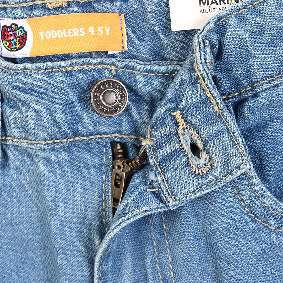 Girls Denim rigid Pant Stitch-D.Blue