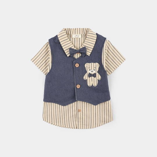 Infant Boys Jersey/Terry 2Pc Suit 294-012 E-C-BEIGE