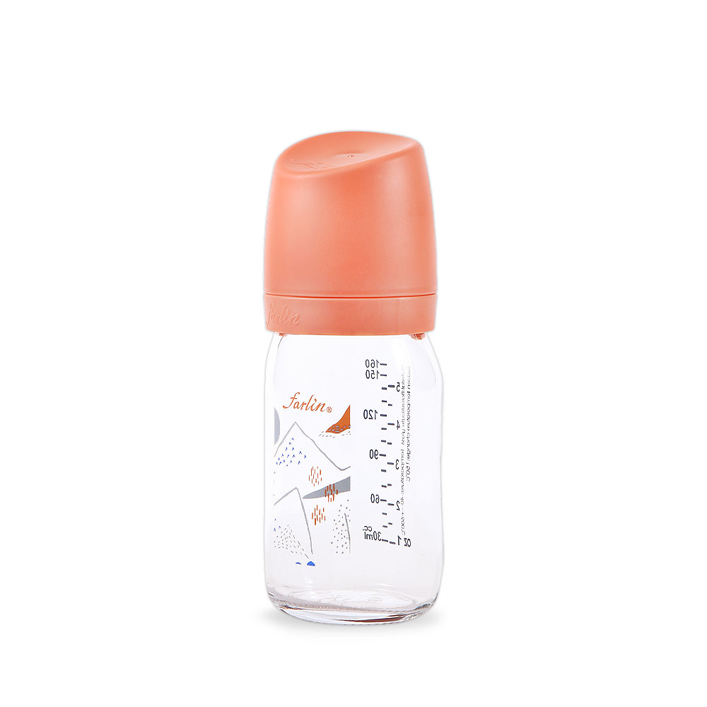 Farlin Wide Neck Glass Feeder 160ml Orange