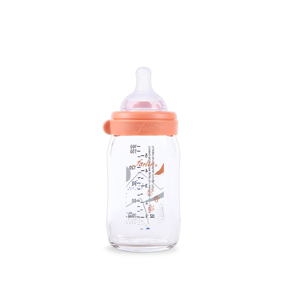 Farlin Wide Neck Glass Feeder 160ml Orange