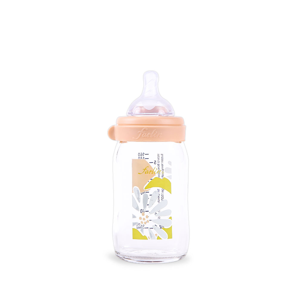 Farlin Wide Neck Glass Feeder 160ml Pink