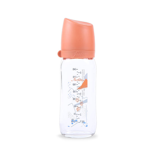 Farlin Wide Neck Glass Feeder 240ml ORANGE