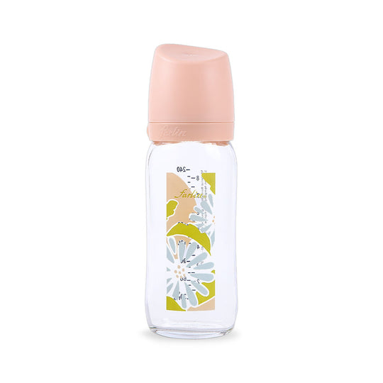 Farlin Wide Neck Glass Feeder 240ml Pink