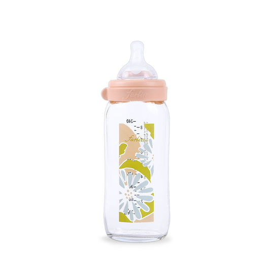 Farlin Wide Neck Glass Feeder 240ml Pink