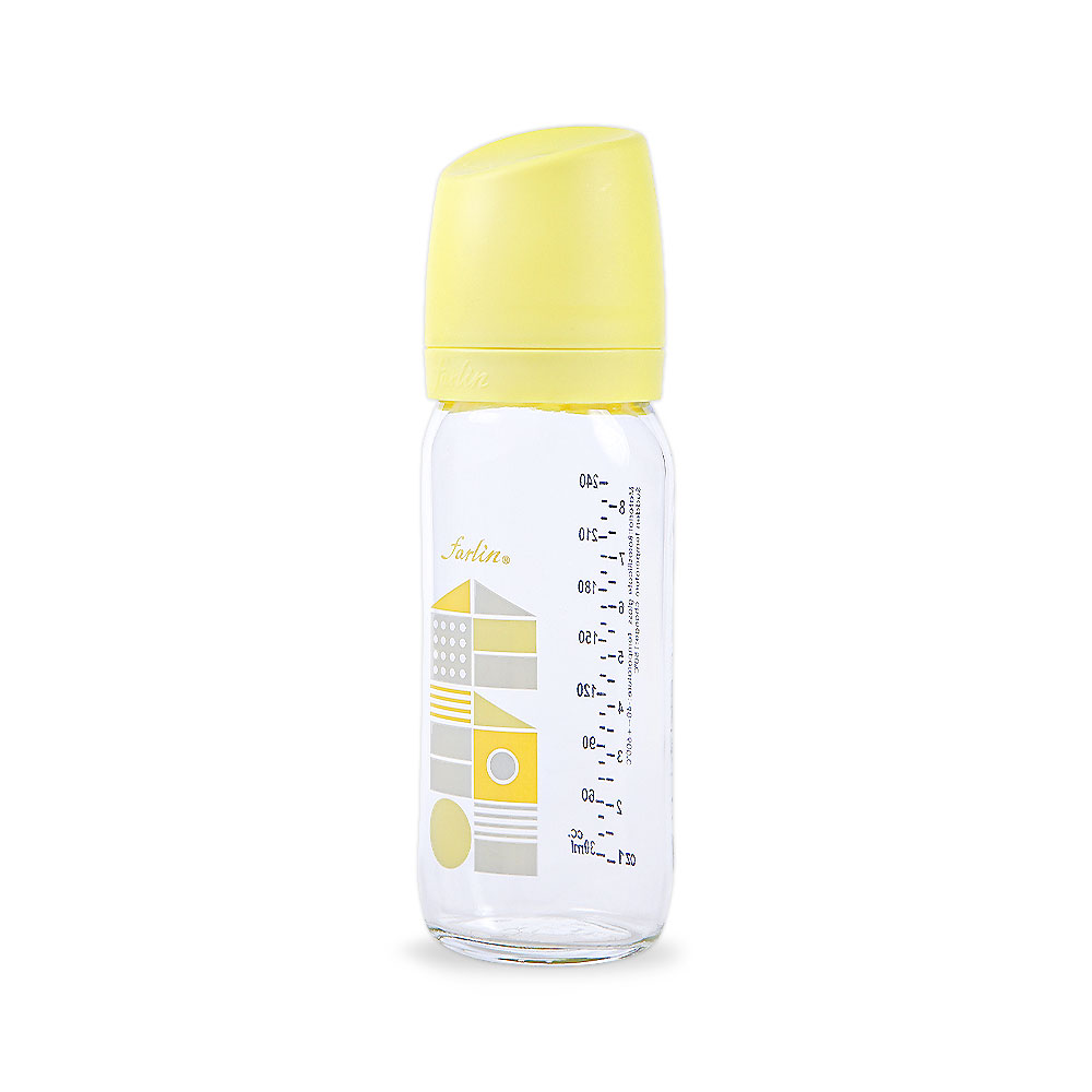 Farlin Wide Neck Glass Feeder 240ml Yellow