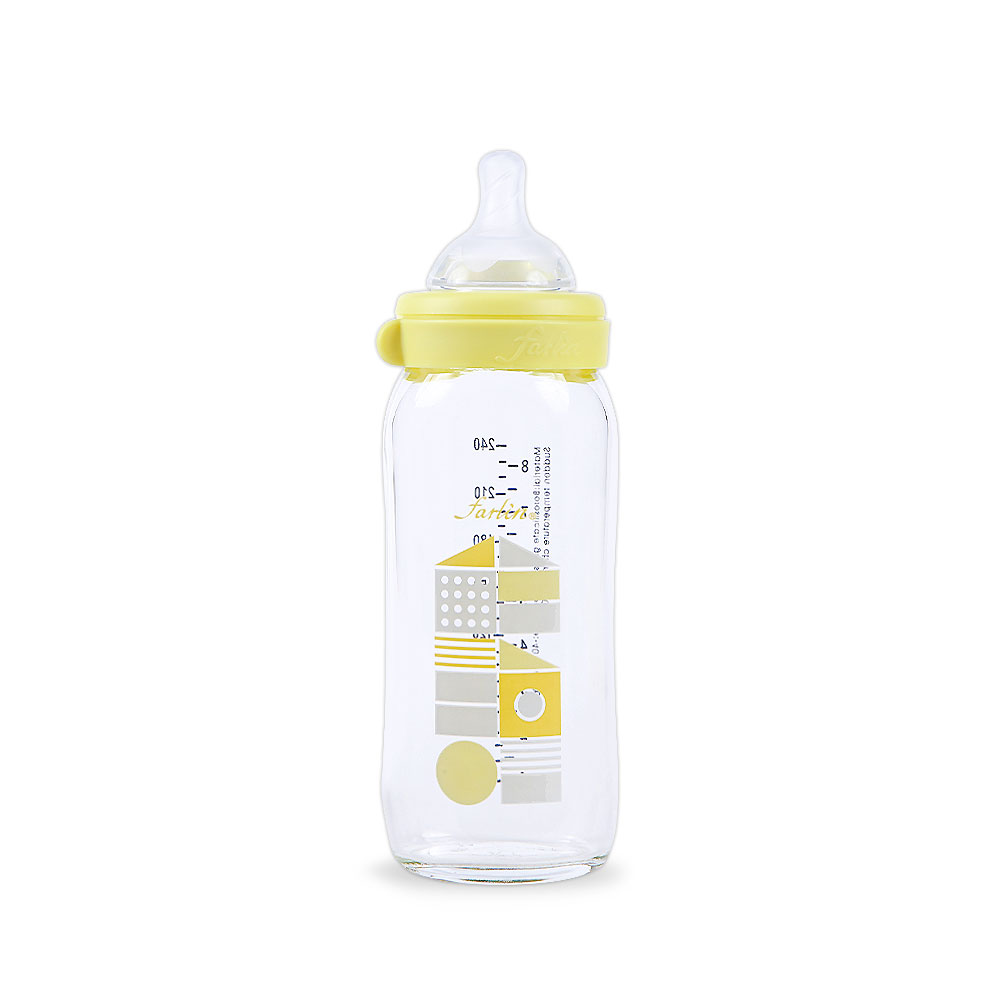 Farlin Wide Neck Glass Feeder 240ml Yellow