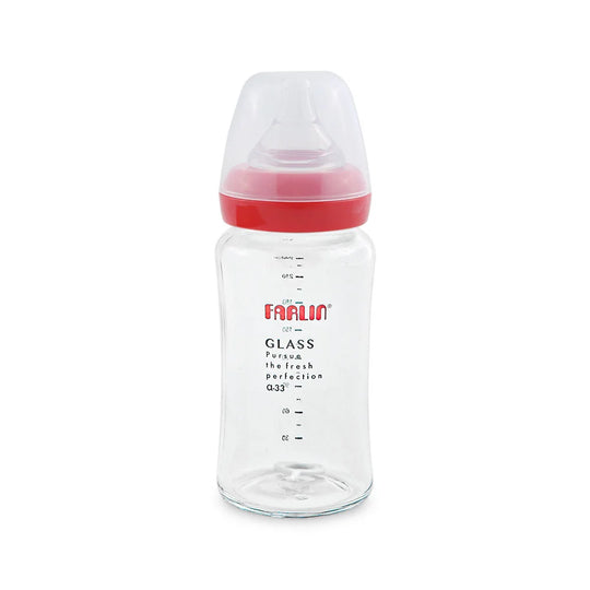 Farlin Wide-Neck Glass Feeding Bottle 240ml – Pink
