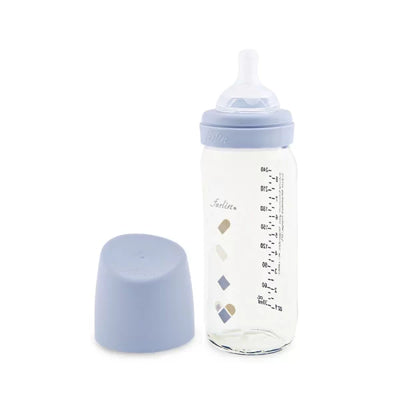 Farlin Wide-Neck Glass Feeding Bottle 240ml – Blue
