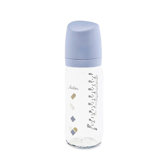 Farlin Wide-Neck Glass Feeding Bottle 240ml – Blue