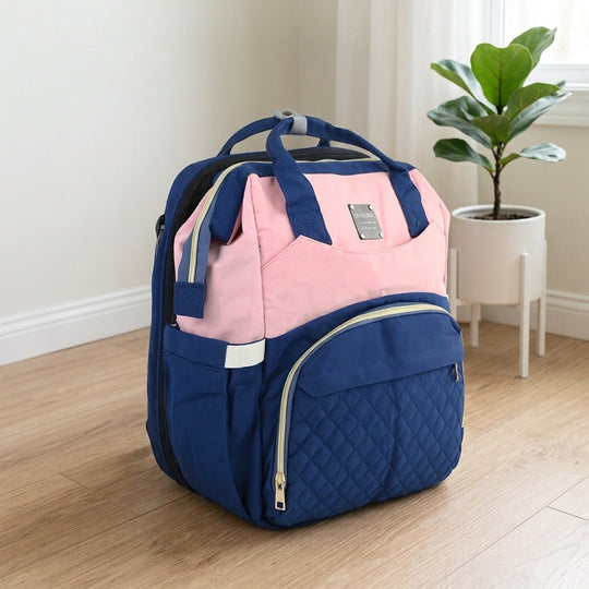 2-in-1 Foldable Diaper Backpack with Expandable Bassinet