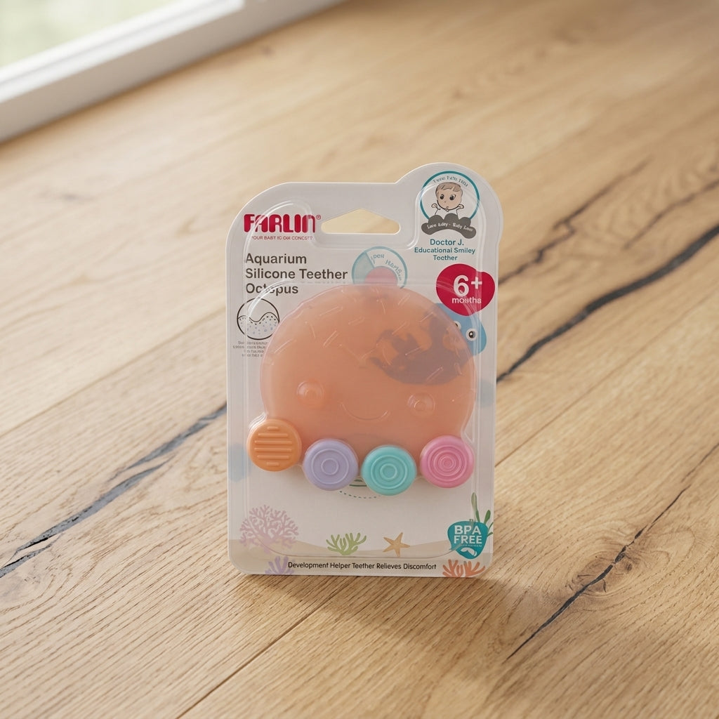 SILICONE GUM SOOTHER-OCTOPUS PINK