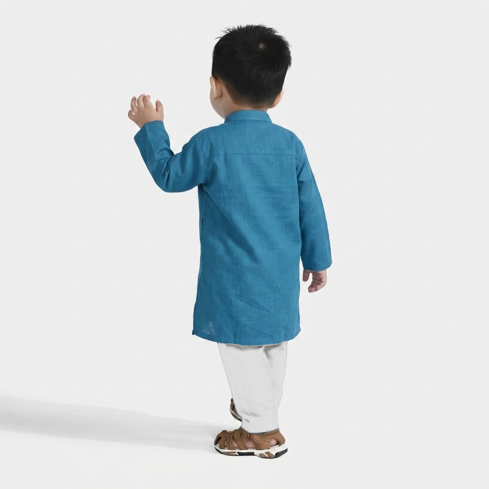 Infant Boys Cotton Poplin Basic Kurta-Sea Port