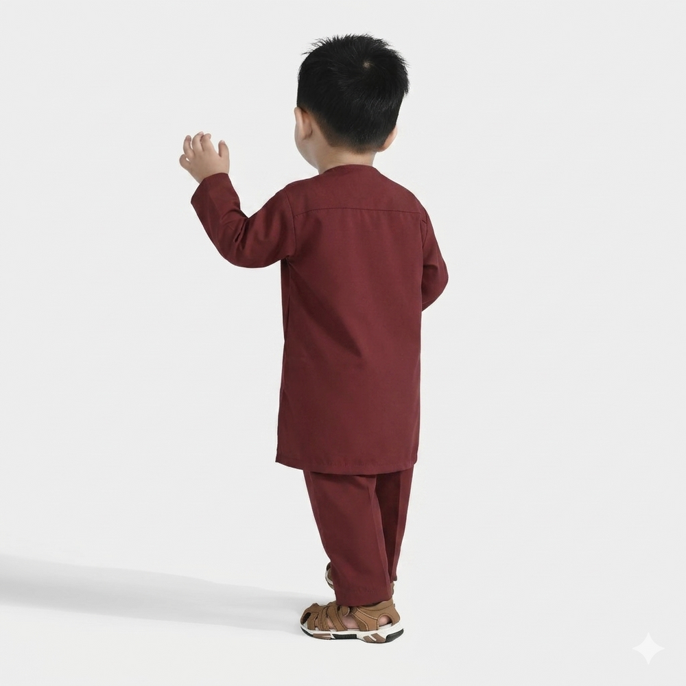 Infant Boys Poly Viscose 2PC Suit (Beep Beep) - MAROON