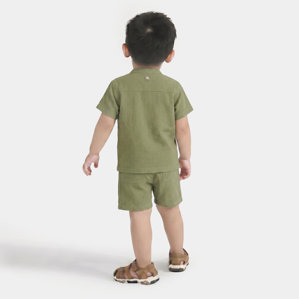 Infant Boys Cotton Woven Suit (Brave Move) - Green