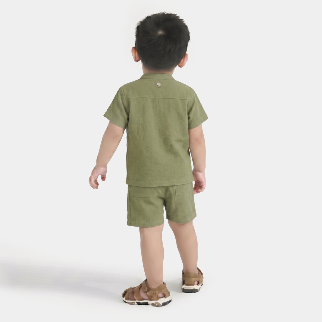 Infant Boys Cotton Woven Suit (Brave Move) - Green