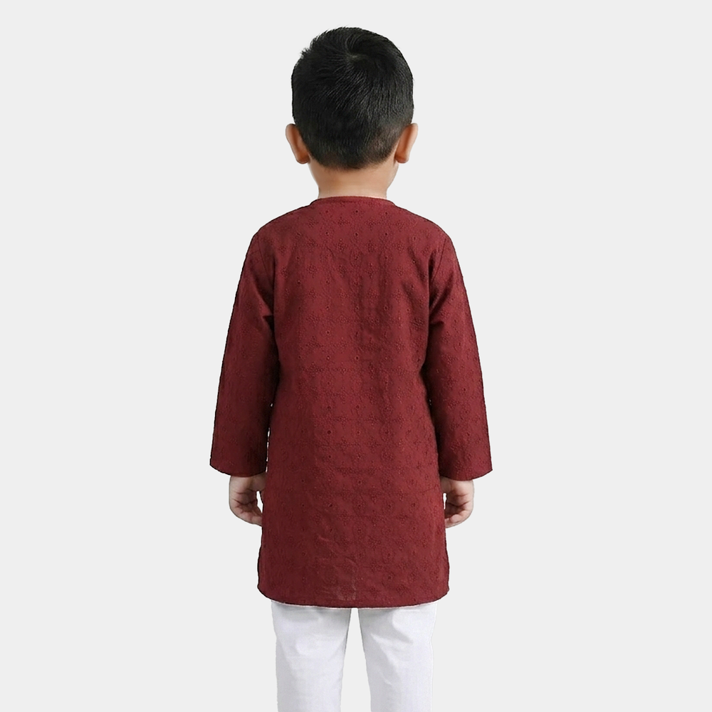 Infant Boys Cotton Poplin Kurta (Winery Chicken Kari) - Maroon