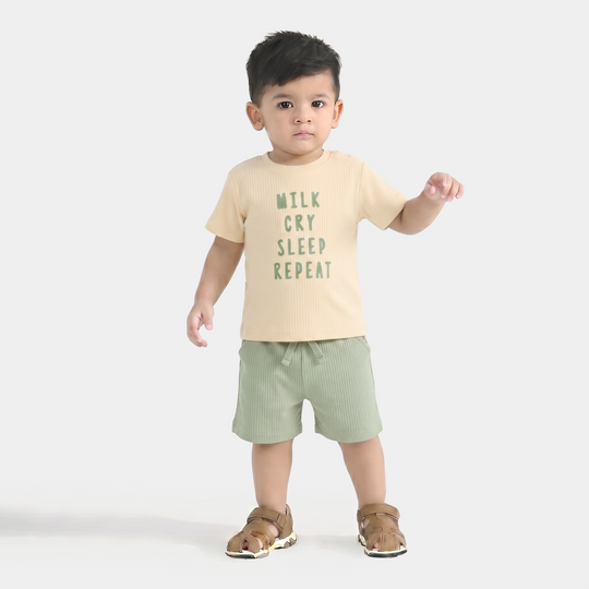 Infant Boys Yarn Dyed Suit (Repeat Hours) - Yellow/Green