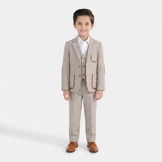 Boys Cotton, Polyester Coat Pant-BEIGE