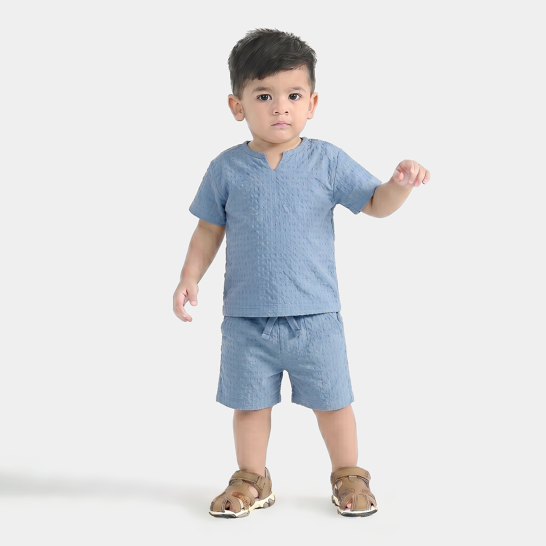 Infant Boys Jacquard Woven Suit - Blue