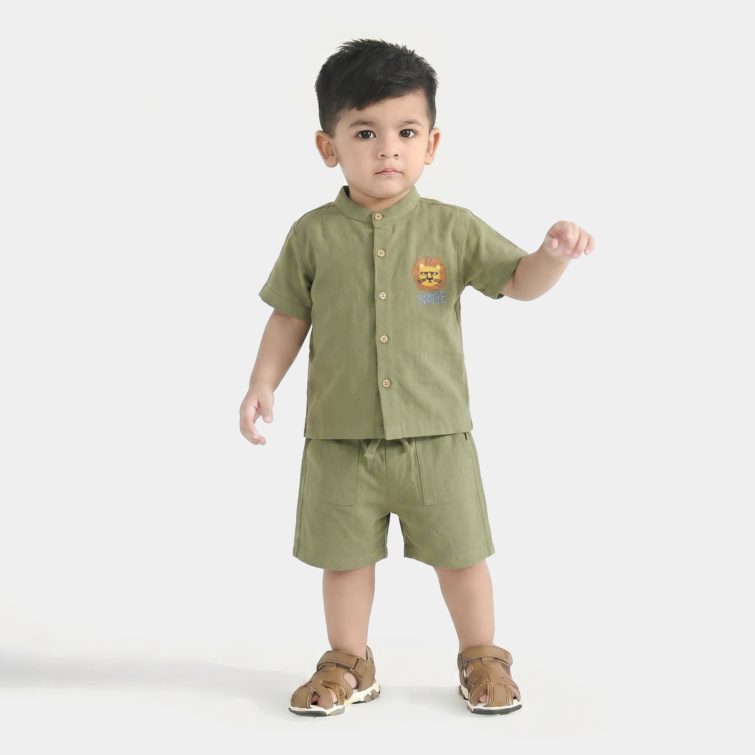 Infant Boys Cotton Woven Suit (Brave Move) - Green