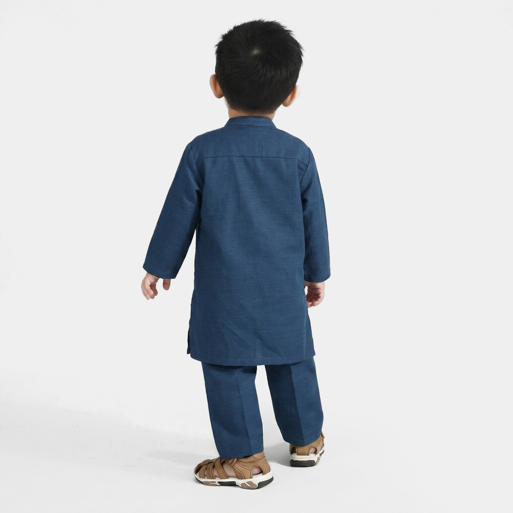 Infant Boys Poly Viscose Kurta Pajama (Cut N Sew) - Teal Blue