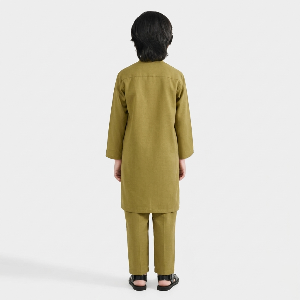 Boys Poly Viscose Kurta Pajama (Twill Tape) - Green