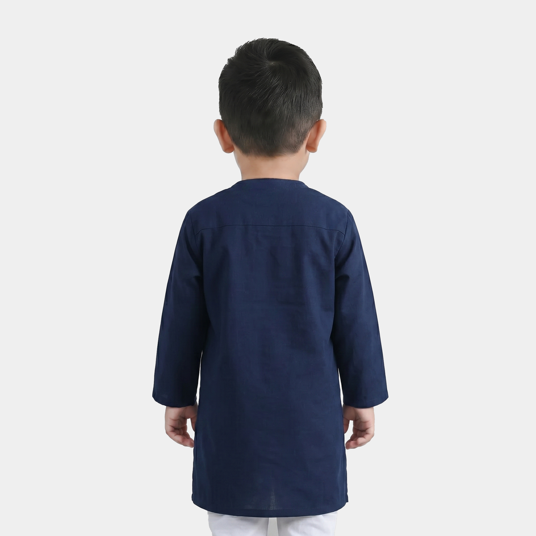 Infant Boys Poly Viscose Kurta (Lurex) - Navy