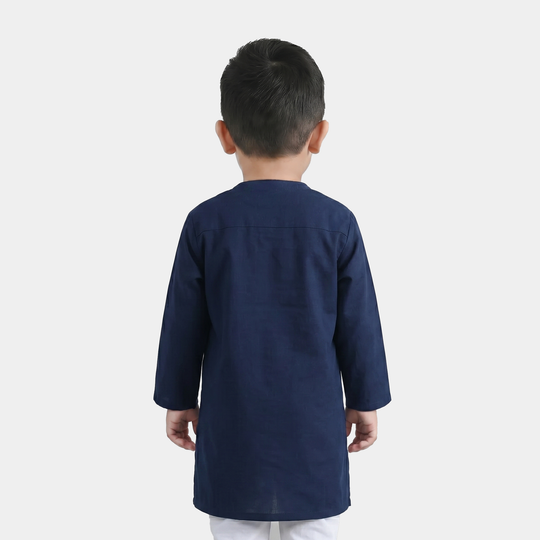Infant Boys Poly Viscose Kurta (Lurex) - Navy