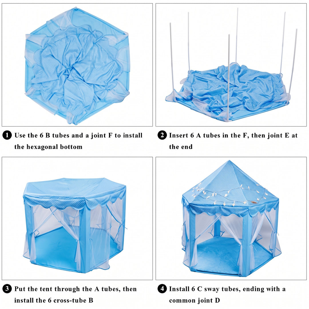 Kids Hexagonal Princess Castle Play Tent
