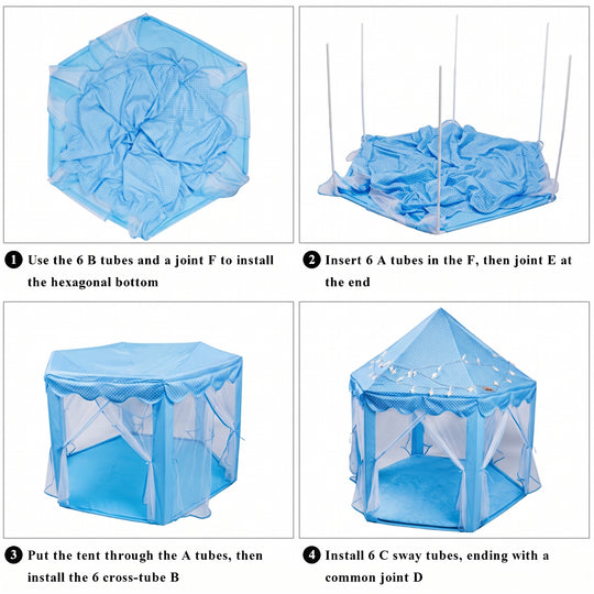 Kids Hexagonal Princess Castle Play Tent