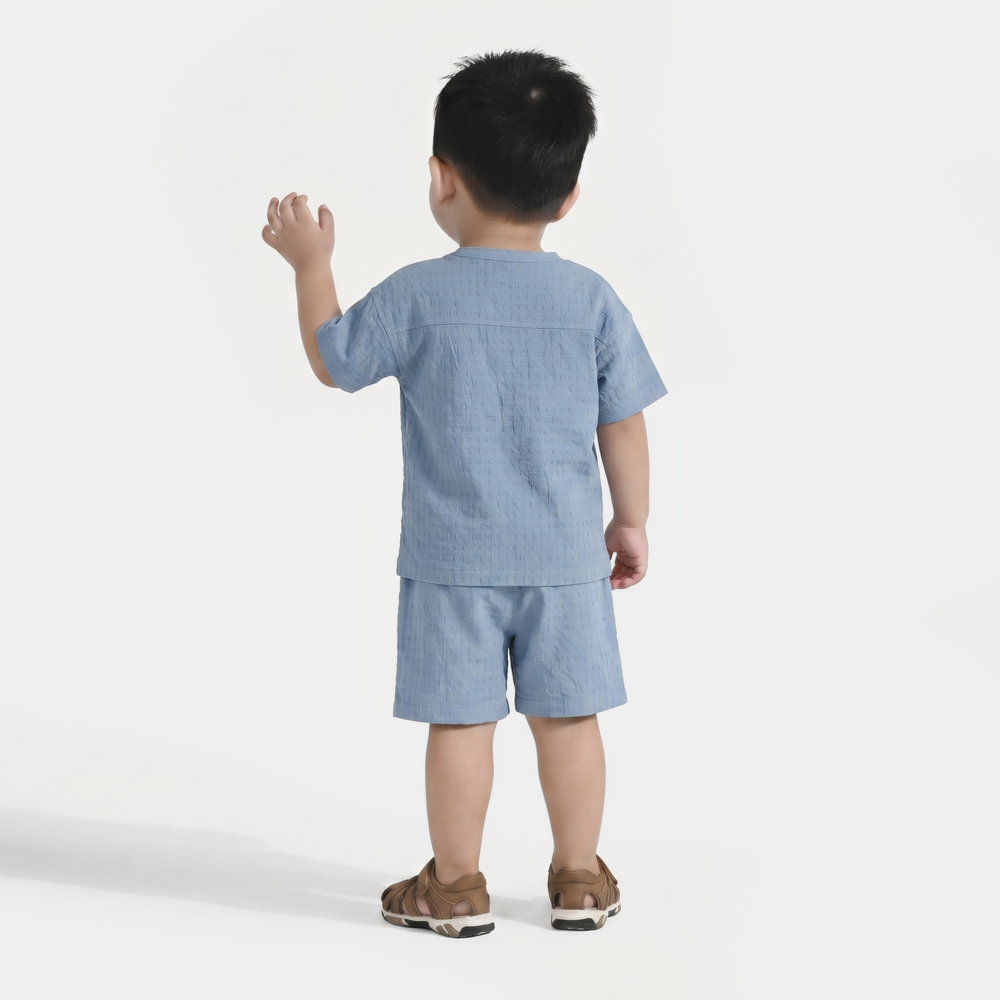 Infant Boys Jacquard Woven Suit - Blue