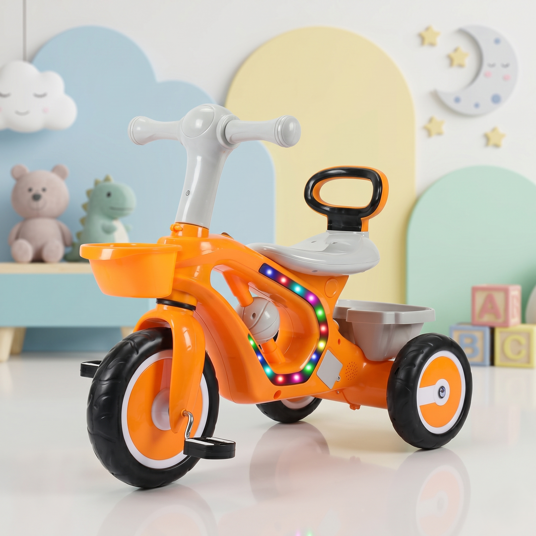 Kids Tricycle with LED Lights & Music | 2040 Orange