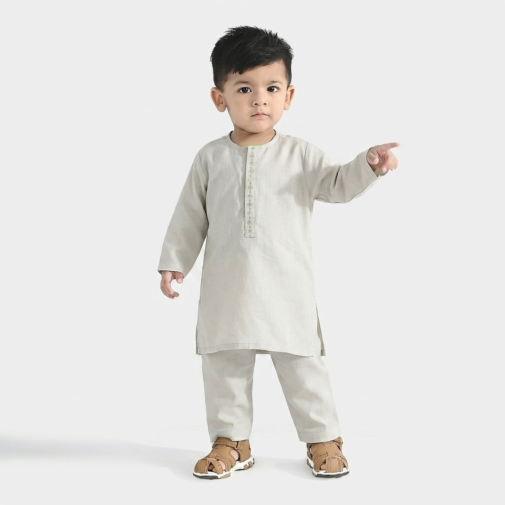 Infant Boys Poly Viscose Kurta Pajama (Lurex Dots)-P.Green