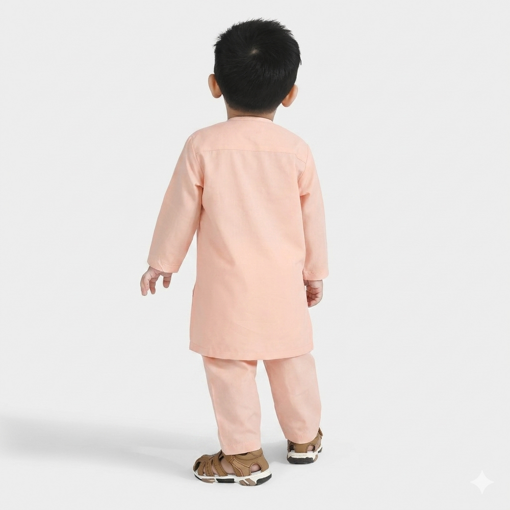 Infant Boys Poly Viscose Shalwar Suit (Tribal)-L Peach