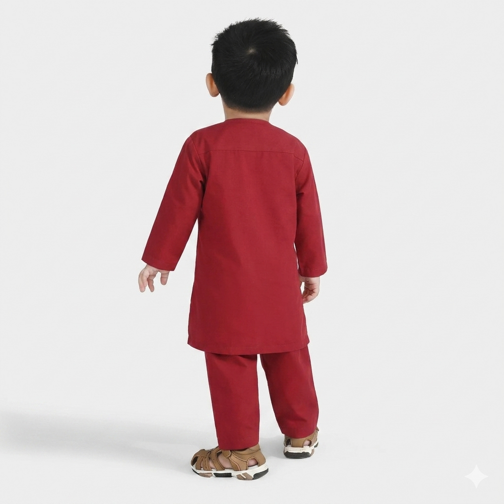 Infant Boys Poly Viscose Kurta & Pajama Suit - RED